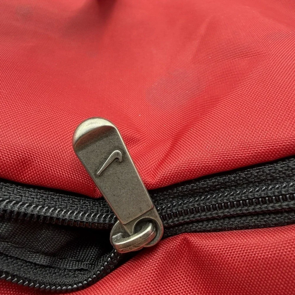 Rare Vintage 90s NIKE Duffle Bag Red Black Spellout Swoosh Retro Gym Travel
